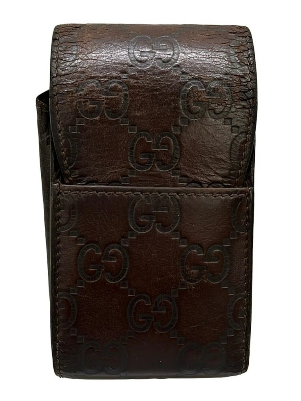 GUCCI Guccissima 181716 Dark Brown Leather Accessory Case